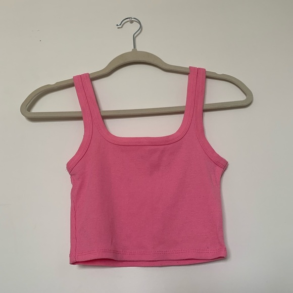 TWO FOR ONE BUNDLE - Pink and Green identical cropped tank tops. - Picture 5 of 10